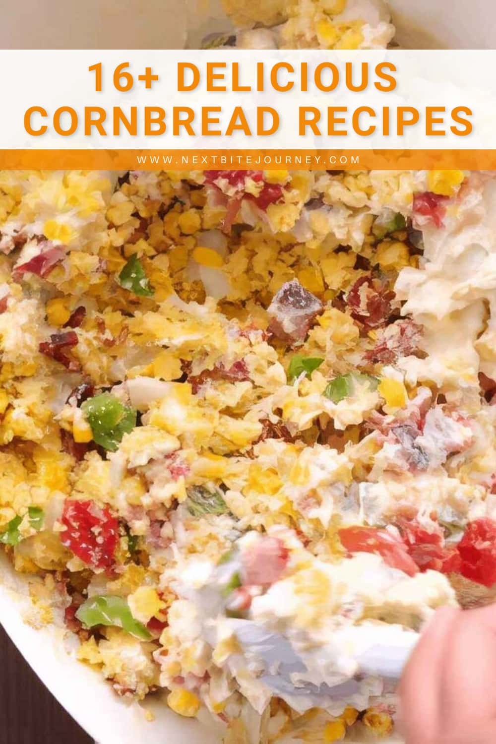 Cornbread Salad with Bacon, Corn, Mayo, and Veggies