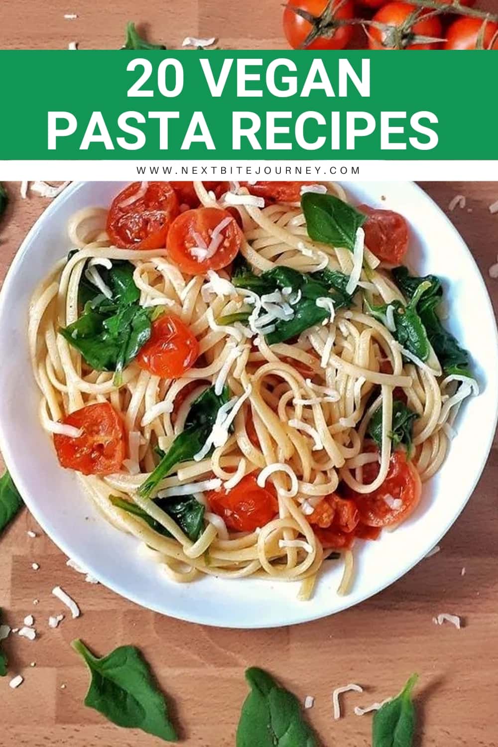 Easy Vegan Spinach & Tomato Pasta Linguini