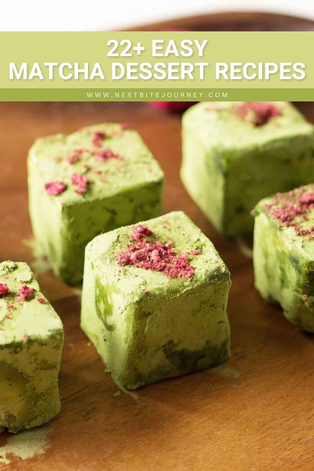 Matcha Truffles with Dried Raspberries