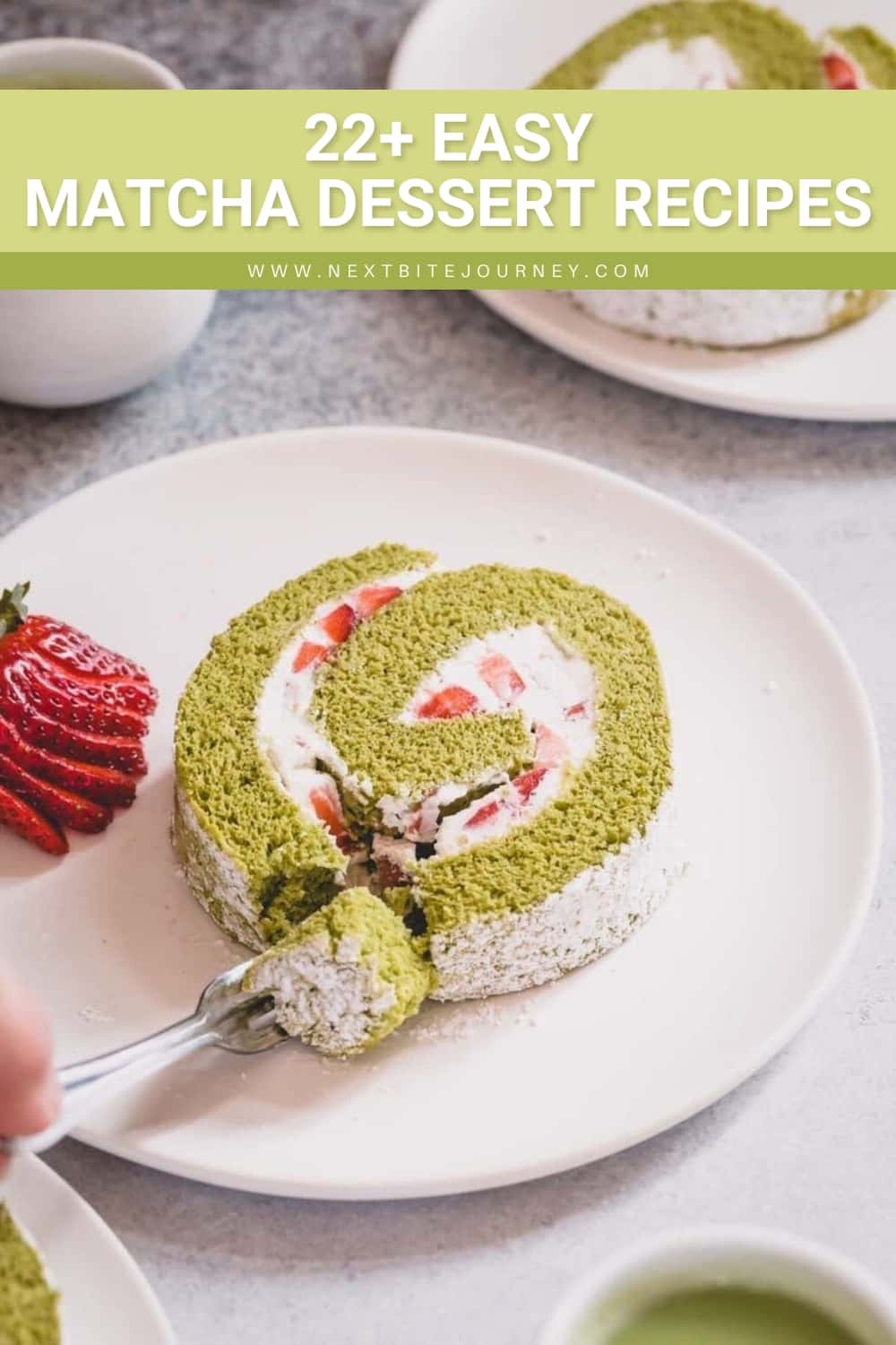 Strawberry Matcha Roll Cake Recipe with Homemade Whipped Cream